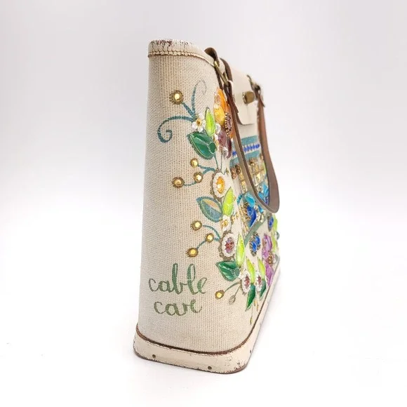 Enid Collins Of‎ Texas Vintage 1960s Purse Bag Cable Car Genuine Handbag - Picture 4 of 13